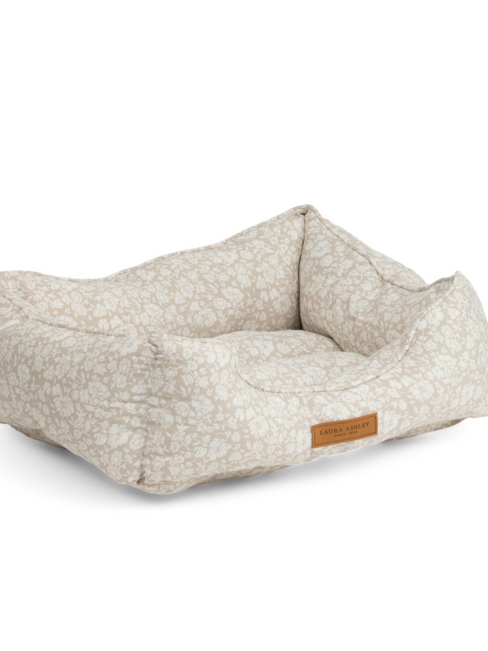 Laura Ashley Beige and White Floral Cotton Hunter Hill Pet Bed ~ Reversible